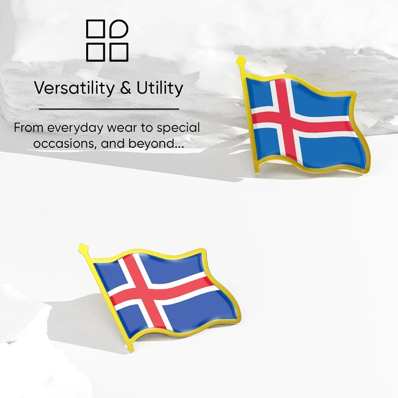 Ababyyan Iceland Flag Lapel Pin - Enamel Metal National Badge | World Travel Souvenir Gifts for Men & Women | Country Flag Patriotic Brooch Bulk Pack of Pins for Hat, Tie, Clothes, Backpack (1pc) - Image 5